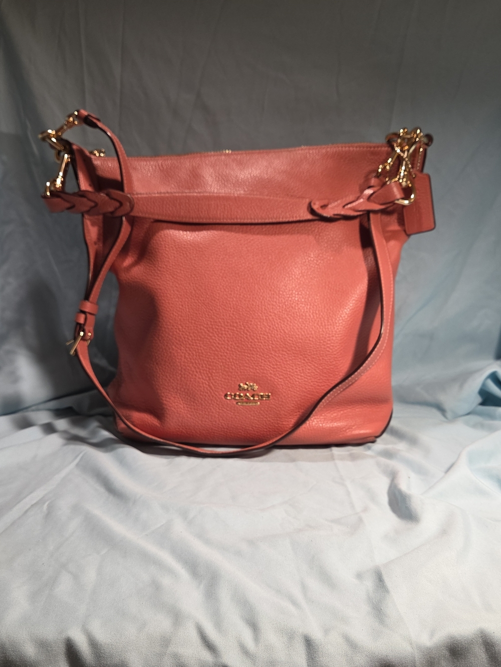 Coach Pebbled Leather Shoulder Bag in Dusty Rose Tan